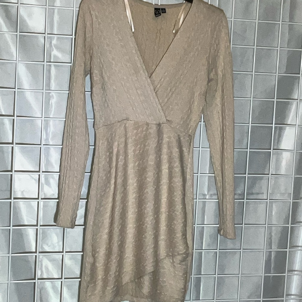 Windsor Beige Long Sleeve Wrap Dress